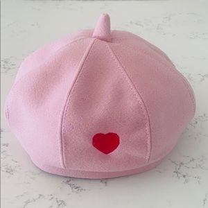 SHEIN Pink Heart Embroidered Beret